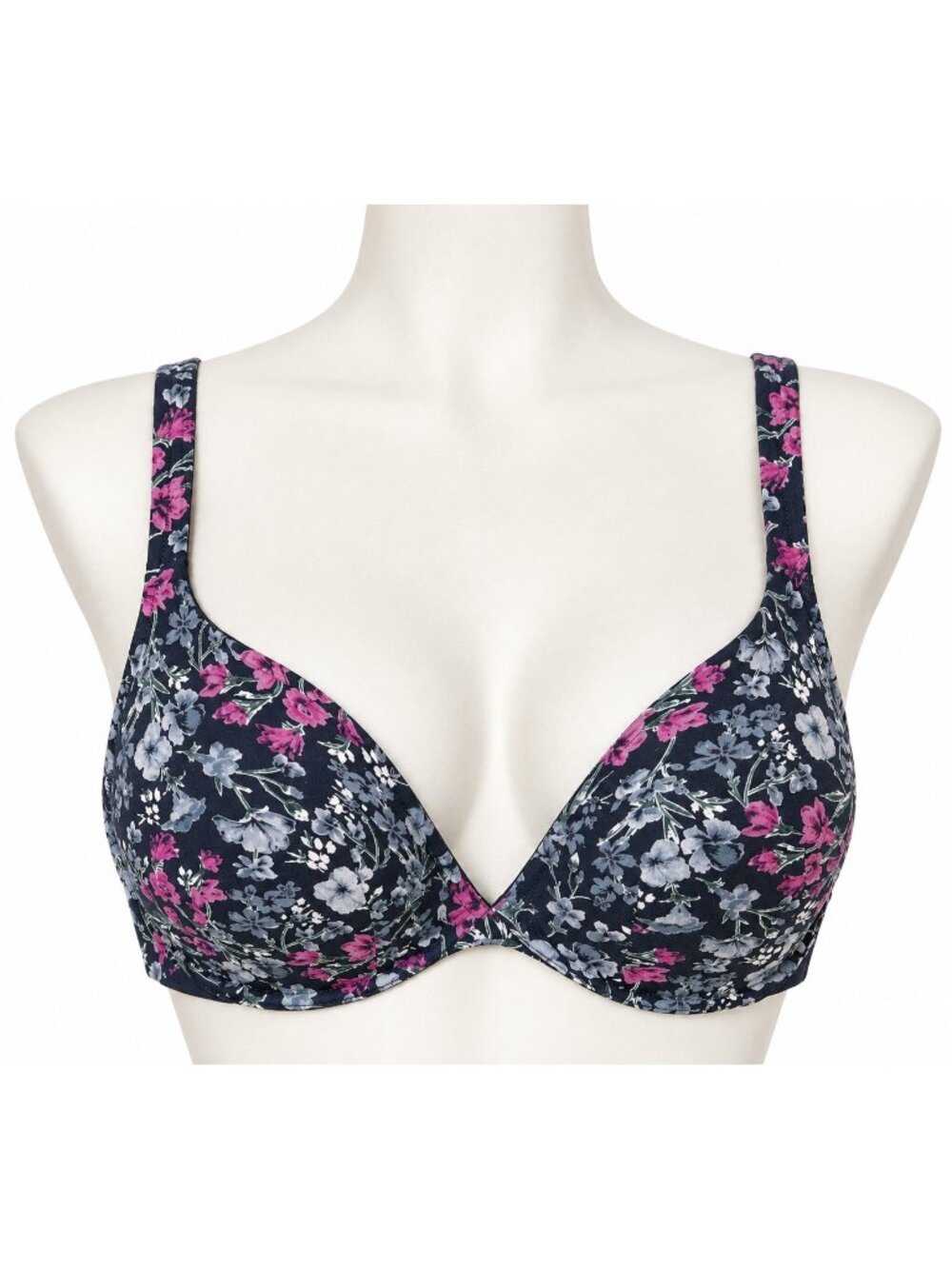 Lane Bryant Cacique Boost Plunge Bra Blue Pink Floral Push Up Plus Size 42DD